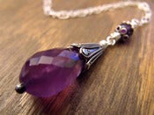 Image of Amethyst Romance Drop Necklace | Faceted Amethyst Gemstones, Sterling Silver