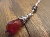 Image of Carnelian Romance Necklace | Faceted Carnelian Teardrop, Sterling Silver Accents