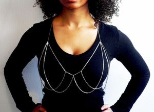Image of Silver Double Chest Body Chain 