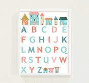 Image of Petite French Houses Childrens Alphabet Chart Poster Print 