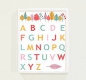 Image of 50% OFF!! Childrens Alphabet Chart Poster Print Fall Autumn Leaves 