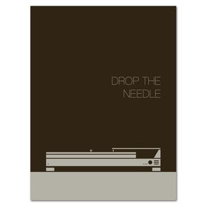 Image of Drop the Needle Print on Brown - Screen Printed