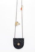 Image of Tiny Dark Navy and Gold Leather Locket