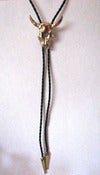 Image of 3D Horned Steer Skull Bolo Tie