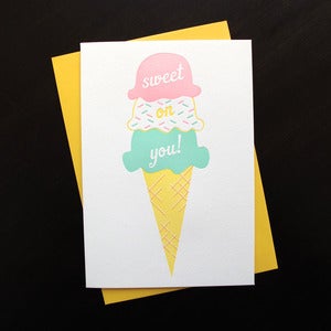 Image of 1415 - sweet ice cream letterpress love card