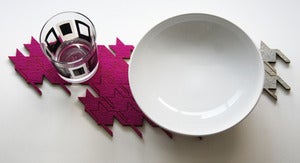 Image of eco-friendly houndstooth table tiles - pink
