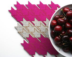 Image of eco-friendly houndstooth table tiles - pink