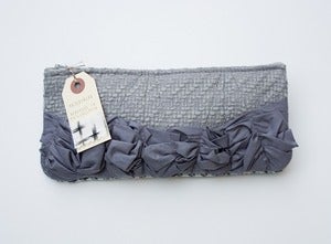 Image of -S O L D- a roundy-bottomed tough ruffles zipper purse in two shades of grey (b)