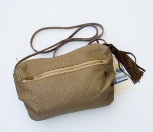 Image of one of a kind! ALL LEATHER small crossbody bag in toasted almond
