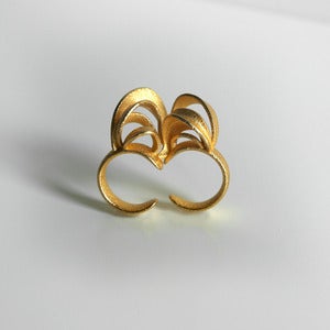 Image of Ribbon Double Ring Gold