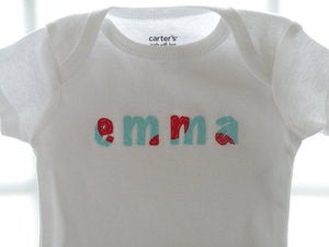 Image of Appliquéd name onesie or shirt