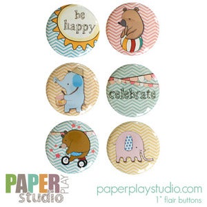 Image of Animals on Parade - Set of 6 flair buttons