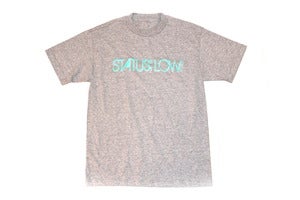 Image of Status:Low.com T-Shirt - Teal on Ash Gray