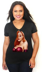 Image of Jessica Rabbit V-Neck Tee Shirt - Plus Size Jessica Rabbit T-Shirt - 