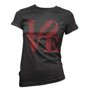 Image of Women's Aphillyated® LOVE Tee (Black/Red) 