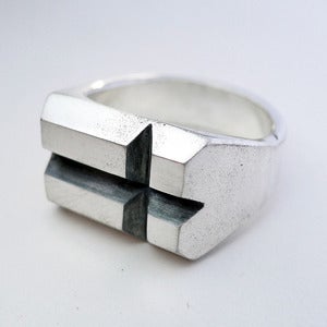 Image of Sterling Silver Notched Cross Ring <br/> <br/>