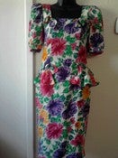 Image of Oscar De La Renta Vintage Silk Floral Peplum Dress Sz 4 FREE SHIPPING