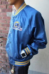 Image of Vintage LA Rams Satin Jacket By Chalkline Size-L 