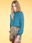 Image of AW11 Lula's Silk Birdie Shirt in Turquoise 