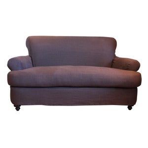 Image of Charcoal Linen Slipcovered Loveseat