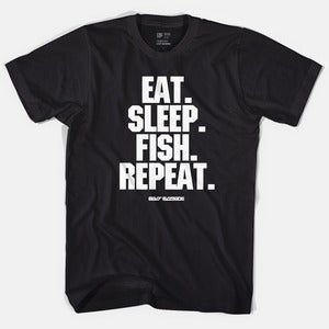 Image of Bass Brigade Eat. Sleep. Fish. Repeat. Tee - Black