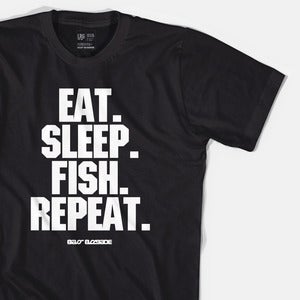 Image of Bass Brigade Eat. Sleep. Fish. Repeat. Tee - Black