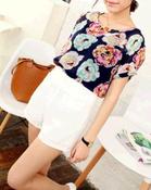 Image of Blue Vintage Floral Bloom Top