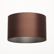 Image of Chocolate brown silk lampshade with dark grey paper lining. 