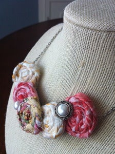 Image of Pink & Pearl Rosette Necklace