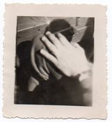 Image of HAND ON THE KNEE VINTAGE SNAPSHOT PHOTO