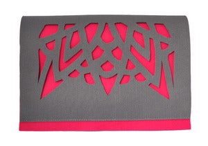 Image of pink taupe felt clutch