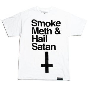 Image of Smoke Meth & Hail Satan White T-Shirt