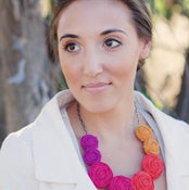 Image of NEW! modern pearl original rosette statement necklace {colorwheel in tuttifrutti}
