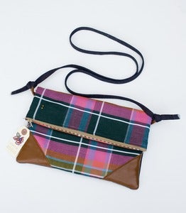 Image of -S O L D- 30% OFF! a foldover clutch in vintage plaid with a removable strap!