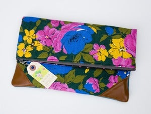 Image of - S O L D - 20% OFF! a foldover clutch in vibrant vintage floral