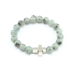 Image of Edah. Lotus Jade Cross Bracelet