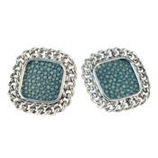 Image of Candice Stud Earrings - Silver/Turquoise Stingray *As seen in Nylon Magazine