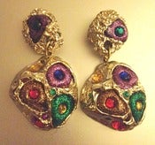 Image of Vintage Multi Colored Clip On Earrings