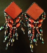 Image of Burgundy Multi Colored Beaded Clip On Earrings