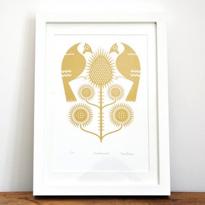 Image of Goldfinches - Hand Printed Gocco Print