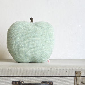 Image of Apple shaped cushion - medium size color mint green