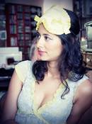 Image of  Sleep mask in yellow Nautical stripes in satin 'Marguerite' 
