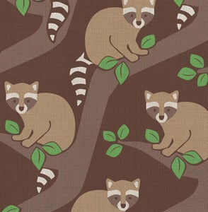 Image of raccoons fabric sample