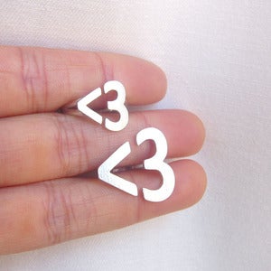 Image of Small version - I Heart You <3 Hear Ring - Handmade Silver Ring