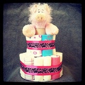 Image of 2-Tier Pink Demask <br>(Baby Girl)