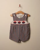 Image of c. 1980s plaid boat appliqué romper