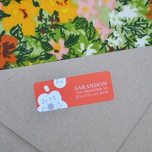 Image of Red Flowers Return Address Labels