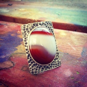 Image of Red Lace Agate Silver Statement Ring