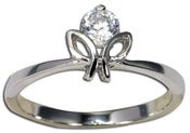 Image of CZ Flower Ring Band Promise Ring, Anniversary , Sterling Silver Summer Sale