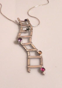 Image of Ladder Necklace with Gemstones